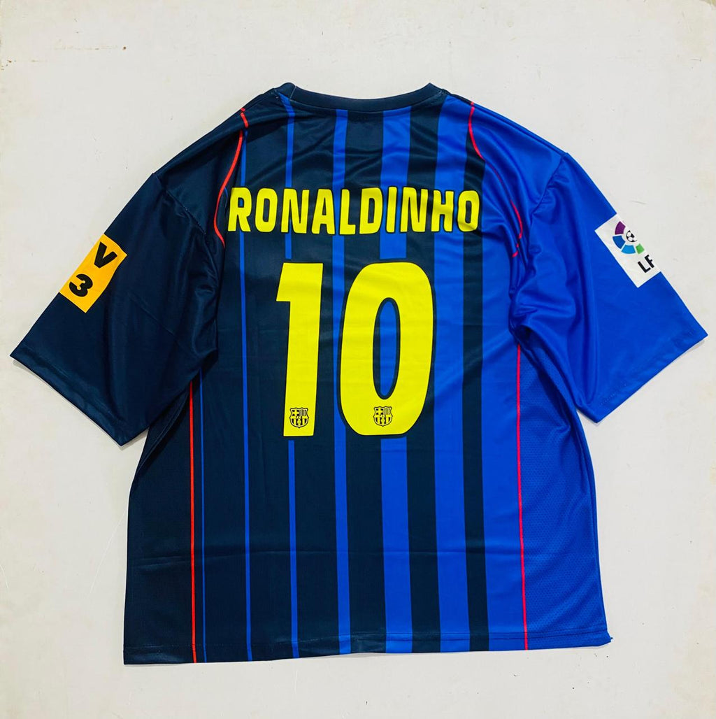 Barcelona 2004-05 Home Kit Ronaldinho Messi Embroidery | vamstore India
