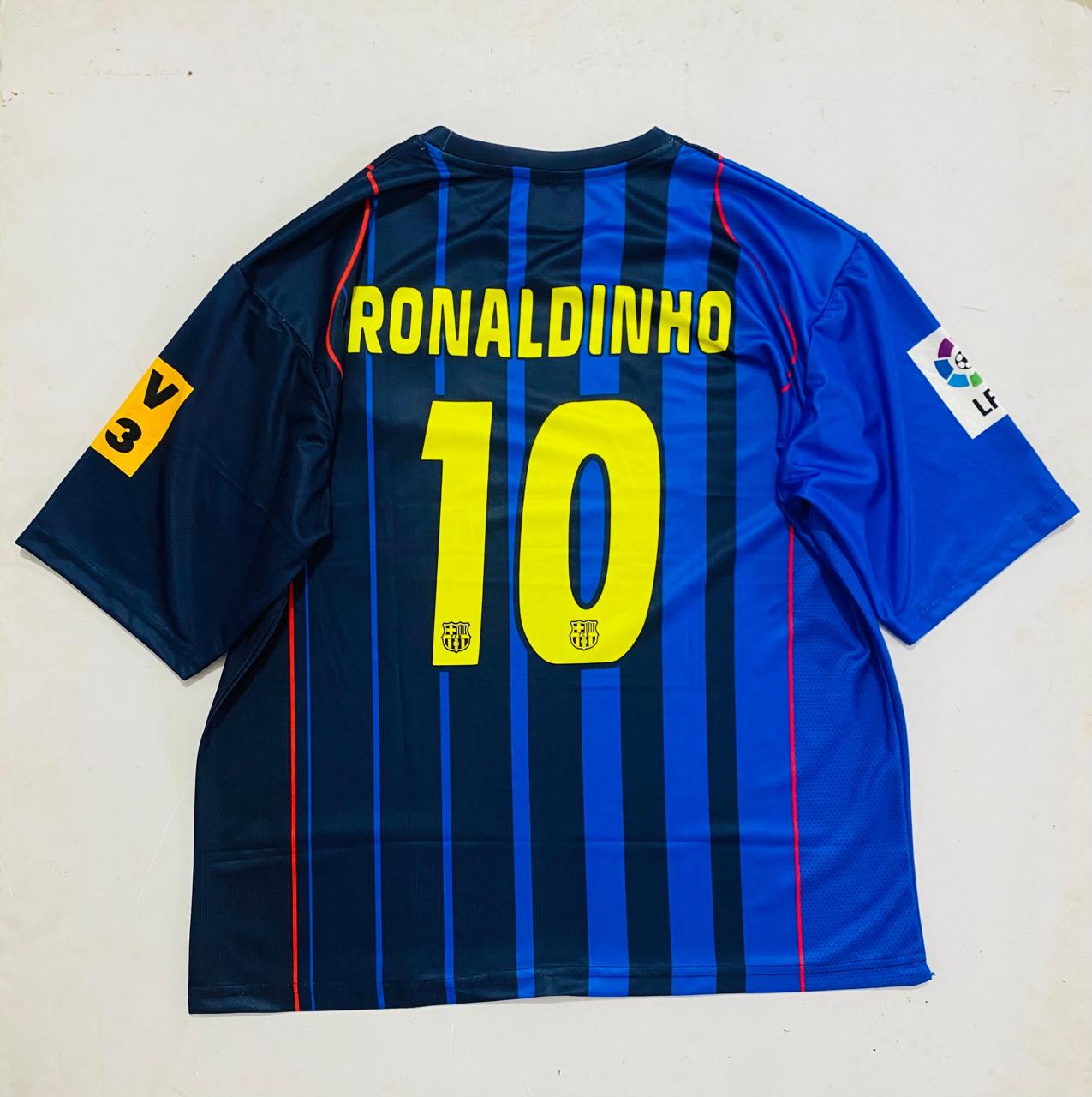Barcelona 2004-05 Home Kit Ronaldinho Messi Embroidery | vamstore India