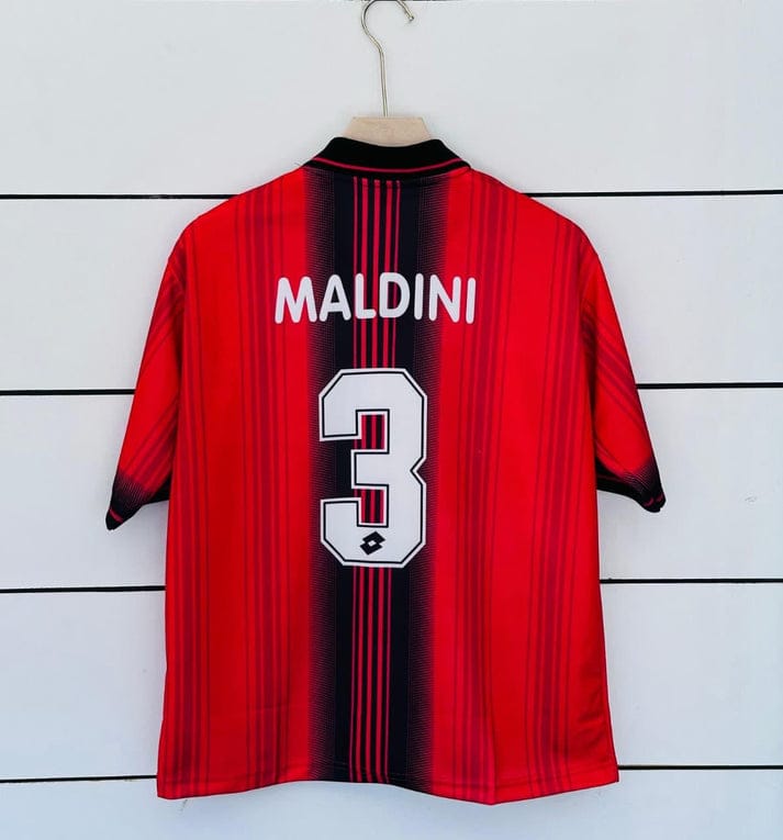 AC Milan 1998 99 Home Kit Maldini at vamstore | Five Sleeve Polo