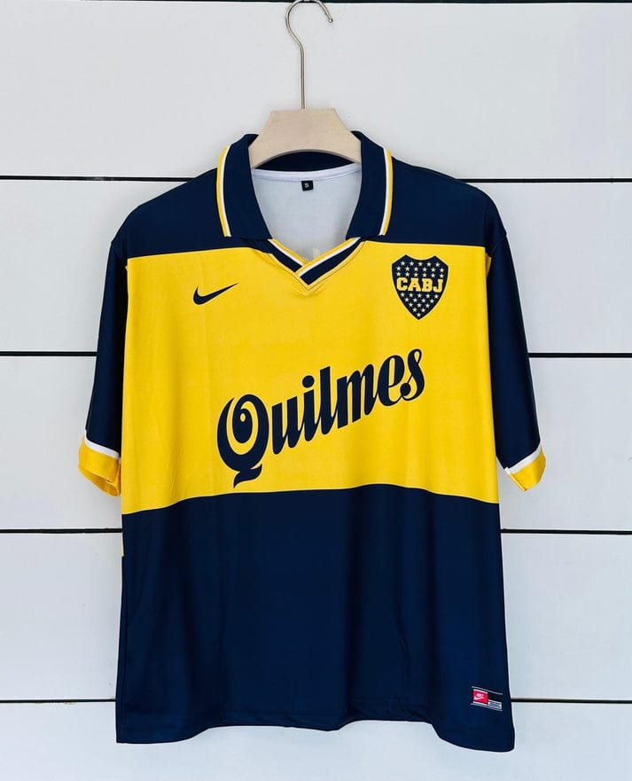 Boca Juniors Retro Home Kit Riquelme 10 Vintage Football Polo | vamstore