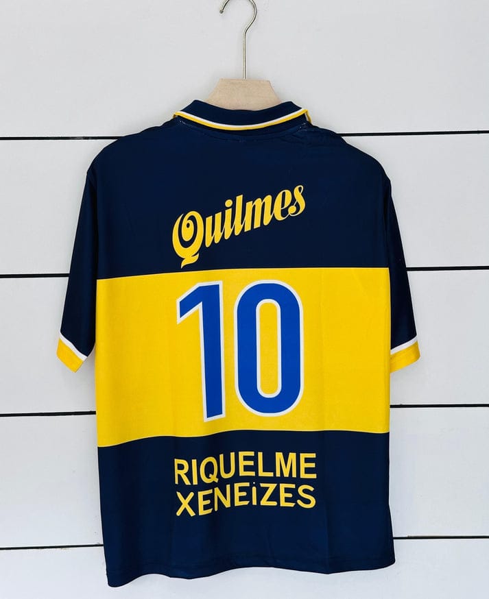 Boca Juniors Retro Home Kit Riquelme 10 Vintage Football Polo | vamstore