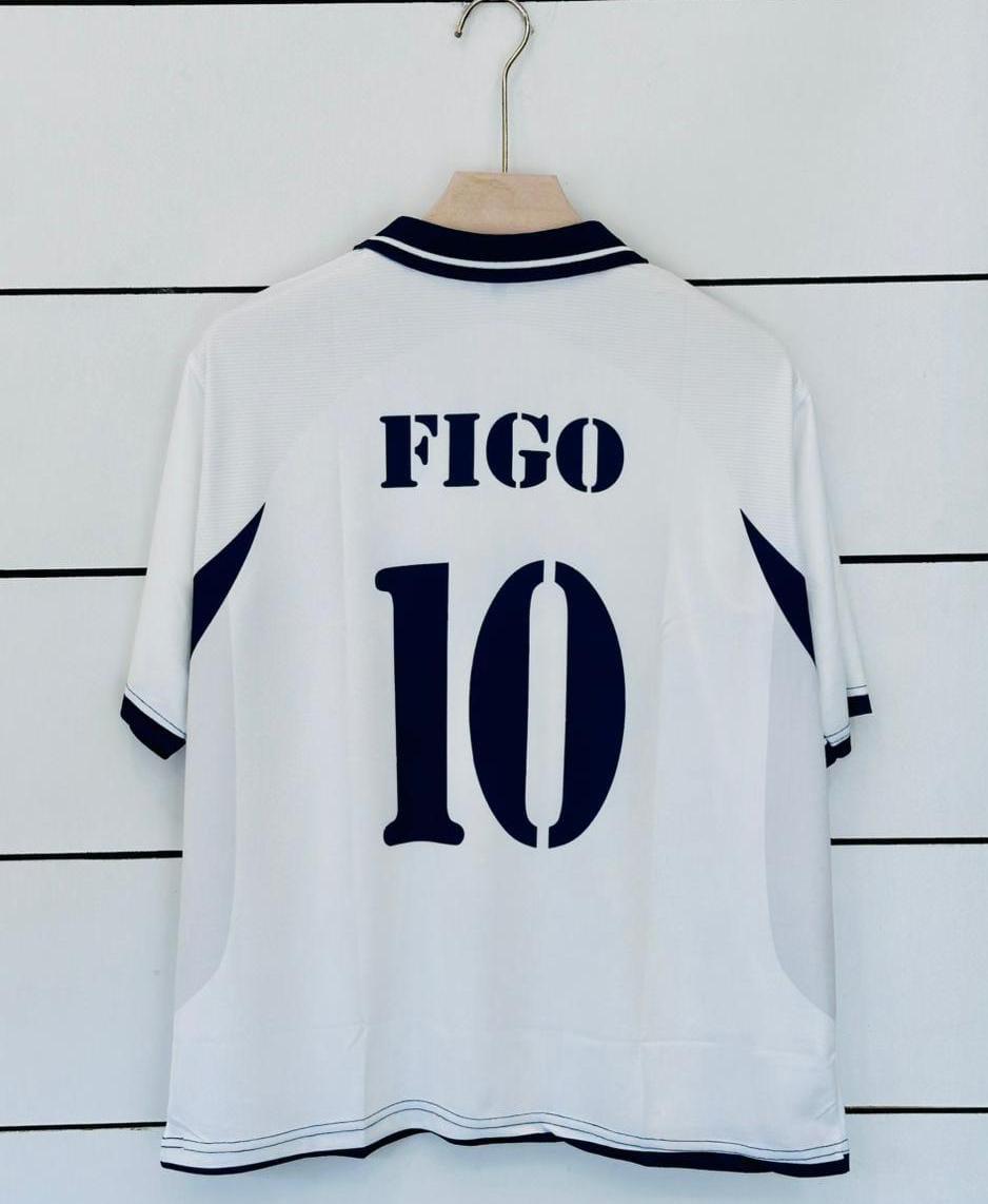 Real Madrid 1990s Retro Figo Jersey Vintage Five Sleeve Polo Kit | vamstore