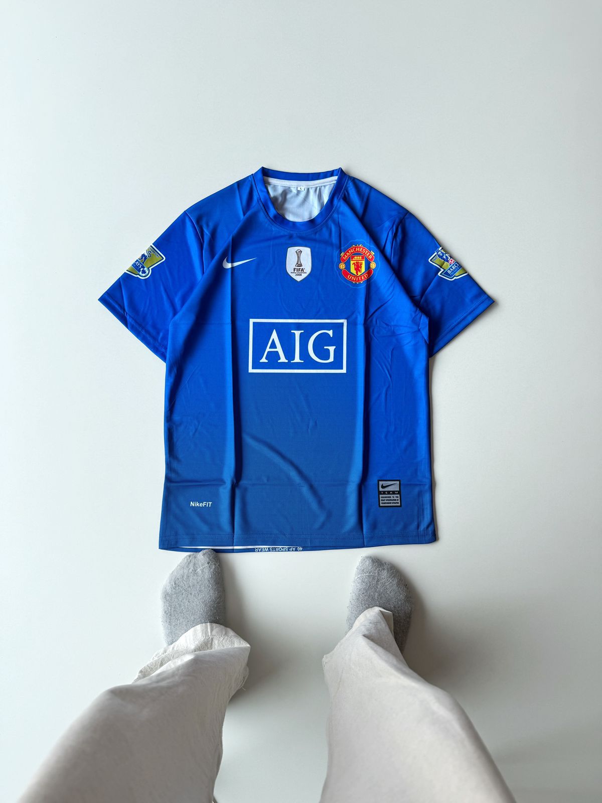 Manchester United 2006 08 Away Kit Ronaldo 7 Vintage Five Sleeve Retro Blue Jersey | vamstore