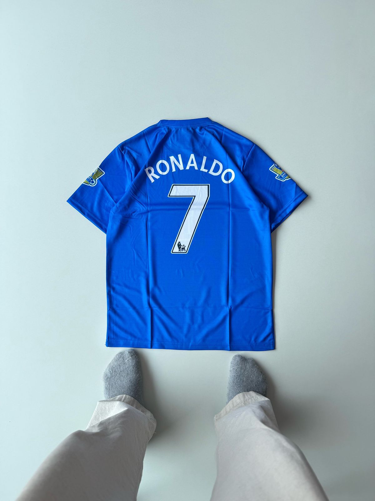 Manchester United 2006 08 Away Kit Ronaldo 7 Vintage Five Sleeve Retro Blue Jersey | vamstore