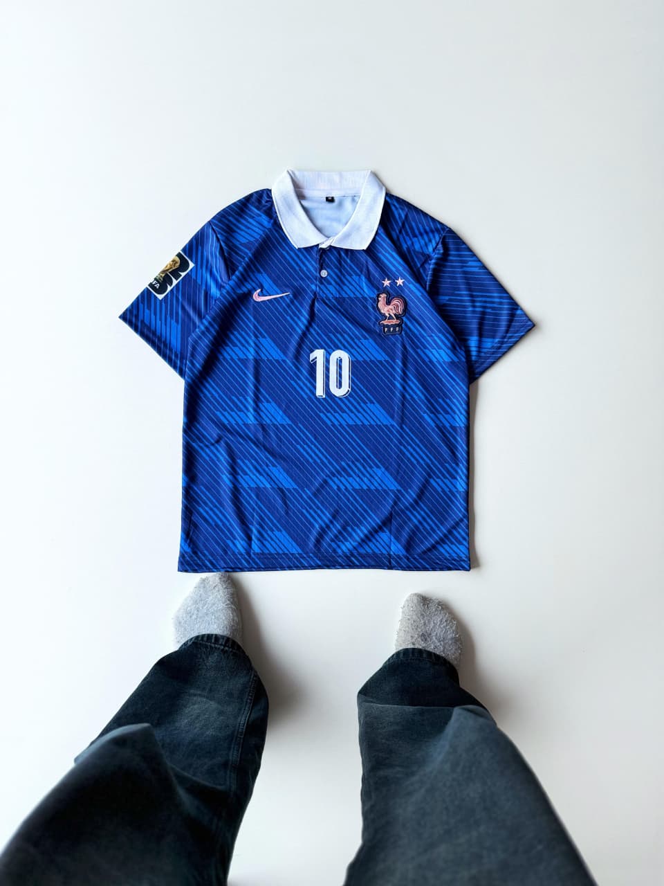 France 2024 Home Kit Mbappe Polo Embroidery at vamstore | Football Jersey India